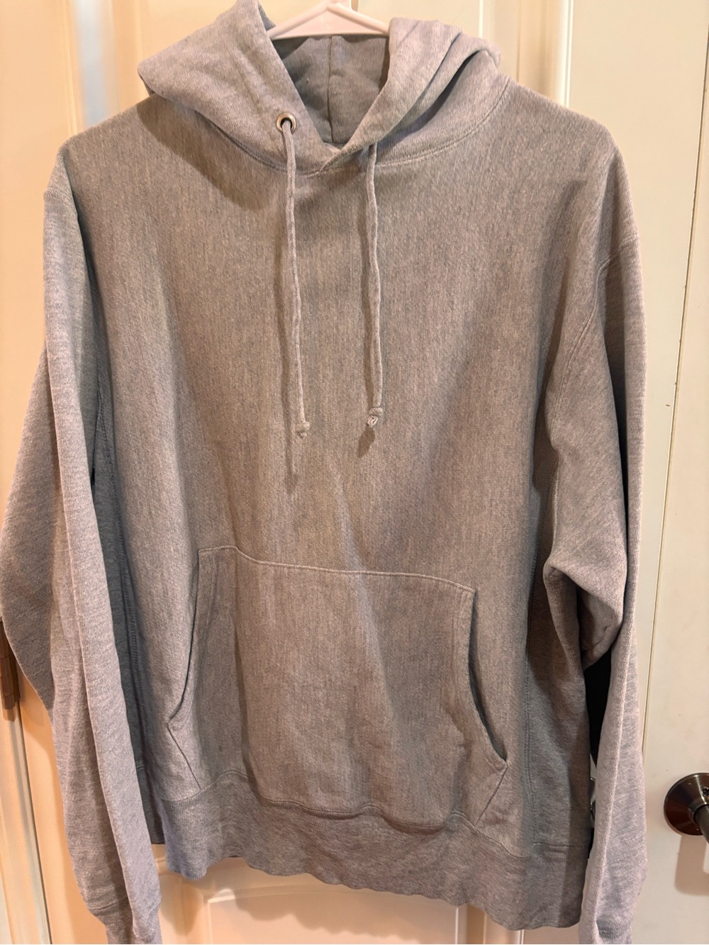 Champion Reverse Weave Gray Fleece Pullover Hoodie Pockets Mens M